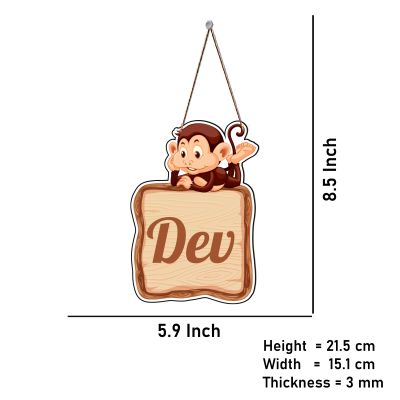 Monkey Cute Animal Wooden Wall Hanging Customized With Name Kids Room, Living Room, Home Decor Birthday Gift For Kids